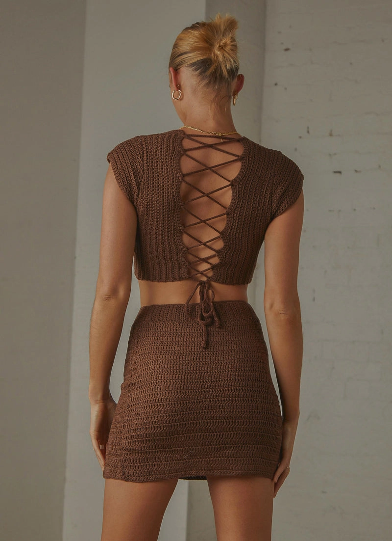 Love Like This Crochet Crop - Choc Brown