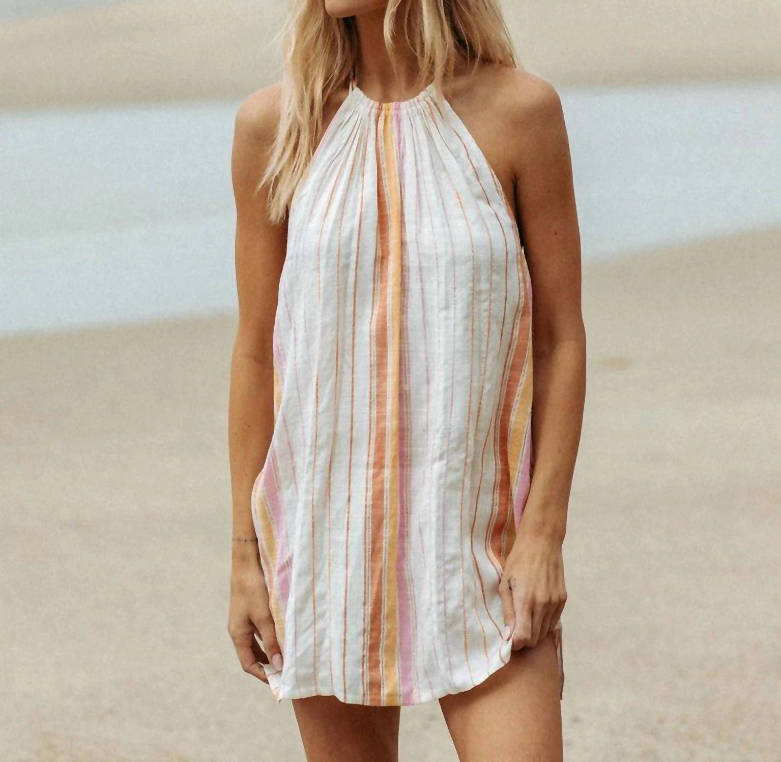 Lydia Striped Cover-Up Dress In Vaca Stripe Orange