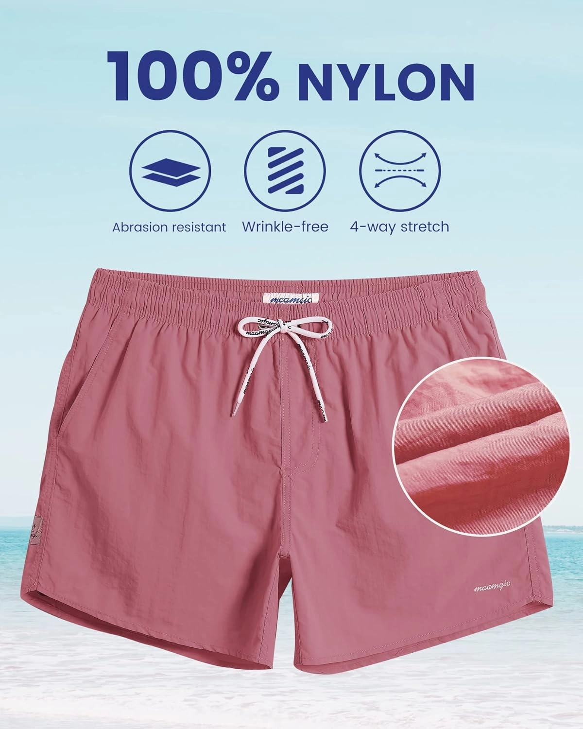 maamgic Mens Swim Trunks 5" with Mesh Lining Quick Dry Bathing Suits for Men Swim Shorts Swimwear