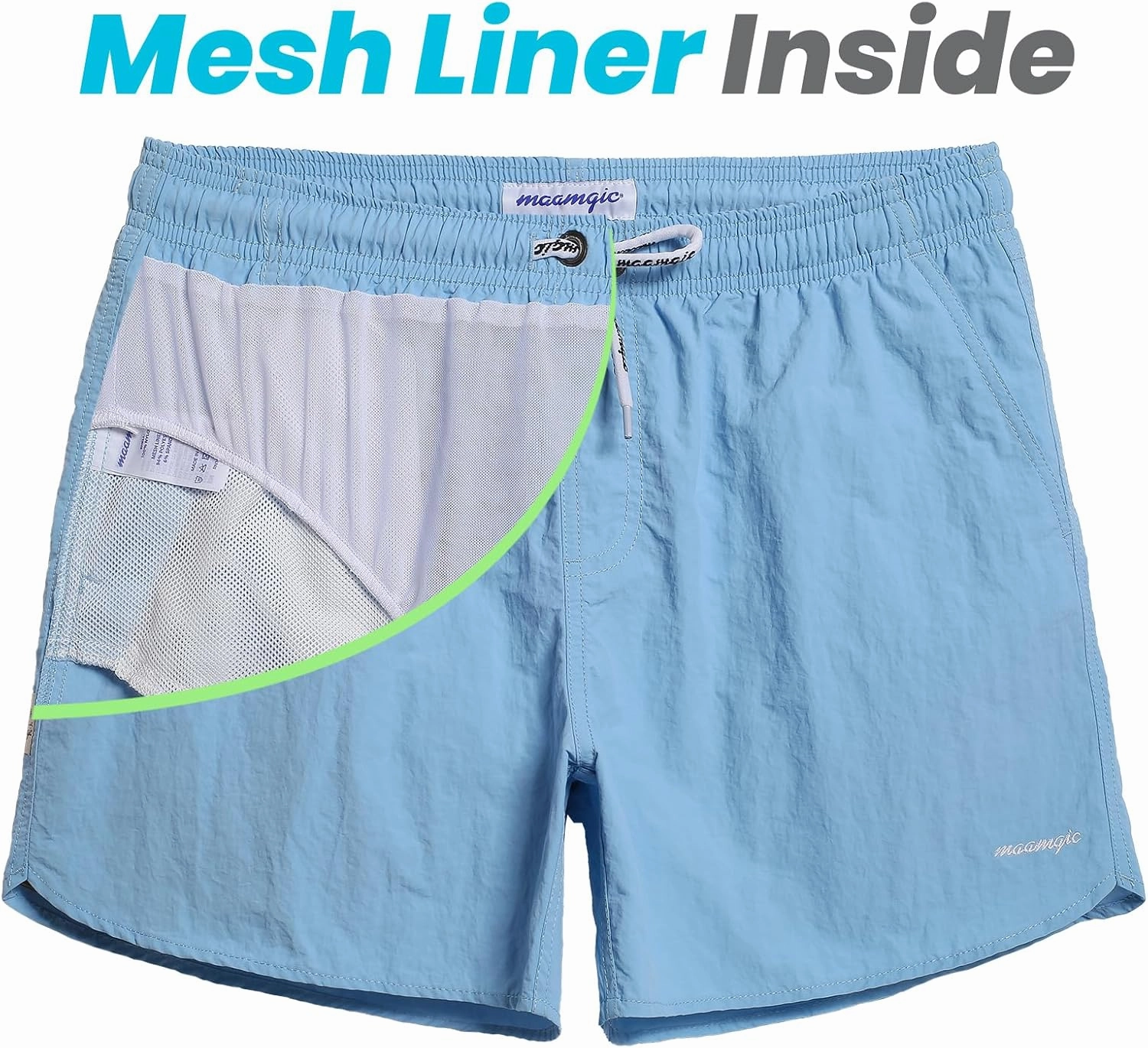 maamgic Mens Swim Trunks 5" with Mesh Lining Quick Dry Bathing Suits for Men Swim Shorts Swimwear