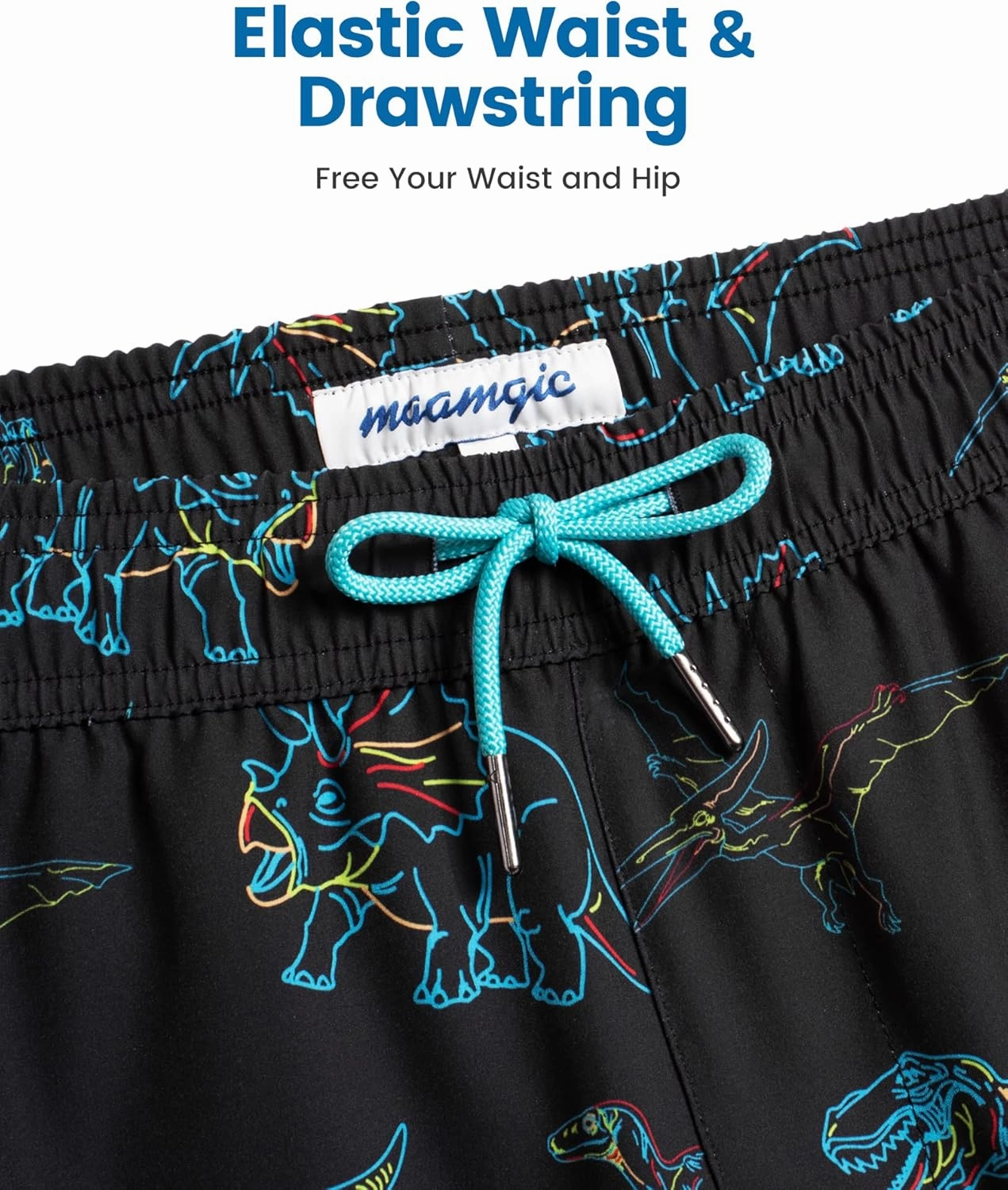 maamgic Mens Swim Trunks with Compression Liner 5" Stretch Beach Shorts Quick Dry with Zipper Pockets No-Chafing Board Shorts