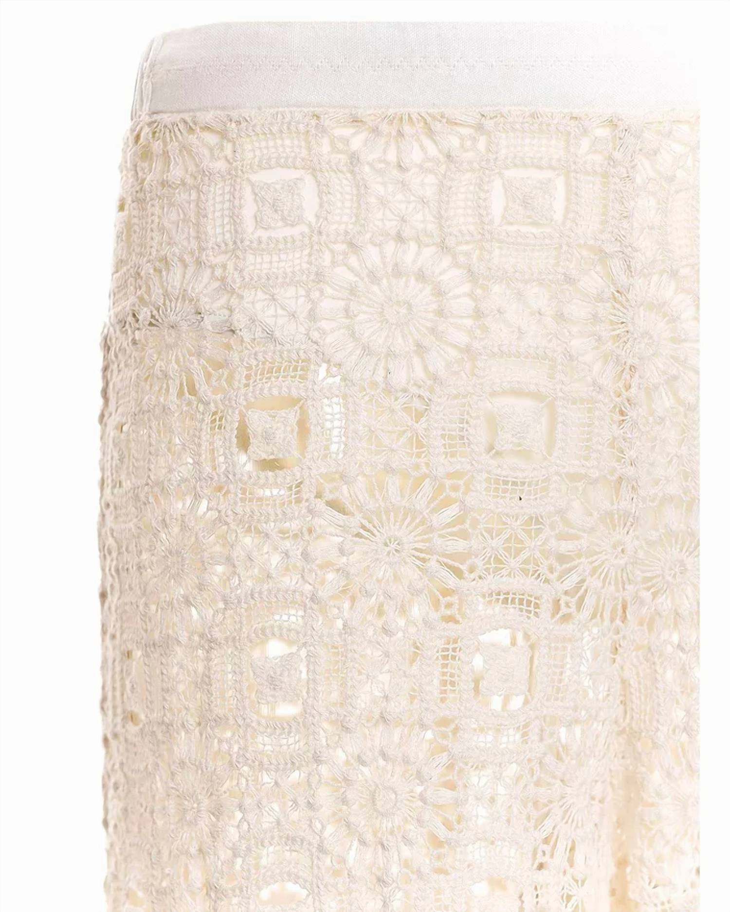 Maca Jardim Lace Wide Leg Cover-Up Cargo Pants In Ivory