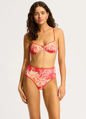 Marbella High Waisted Bikini Bottom - Flame