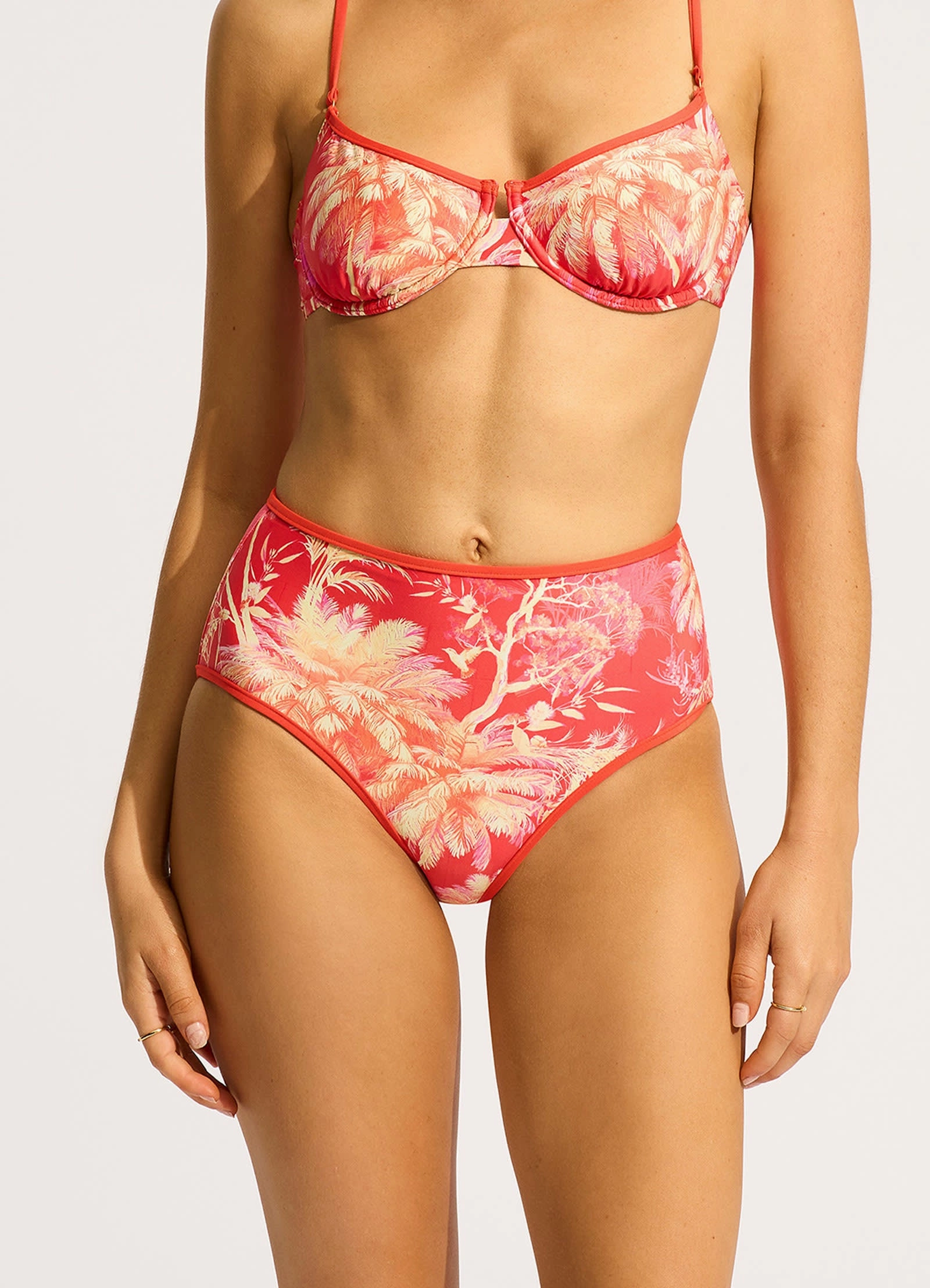 Marbella High Waisted Bikini Bottom - Flame