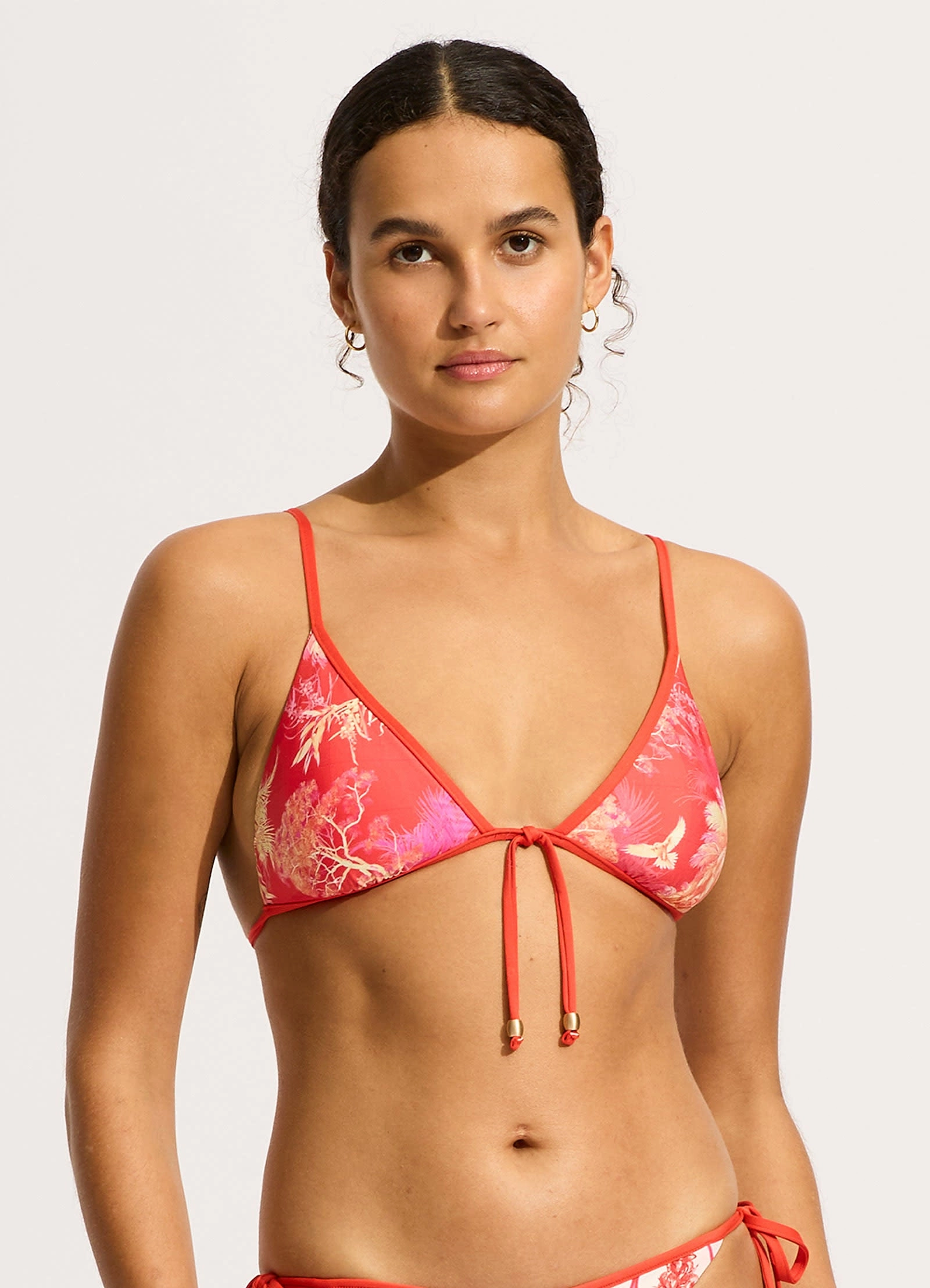 Marbella Slide Triangle Bikini Top - Flame