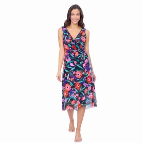 Marguerite V Neck Asymmetrical Ruffle Midi Wrap Mesh Dress