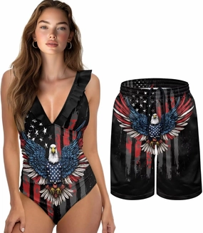 Matching Swimsuits for Couples One Piece Bathing Suits or Swim Trunks Summer Beach Vacation Swimwear