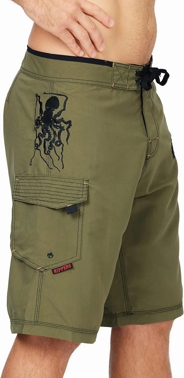 Maui Rippers Mens Board Shorts - Octo Tako | Triple Stitch Quick Dry Mens Swim Trunks