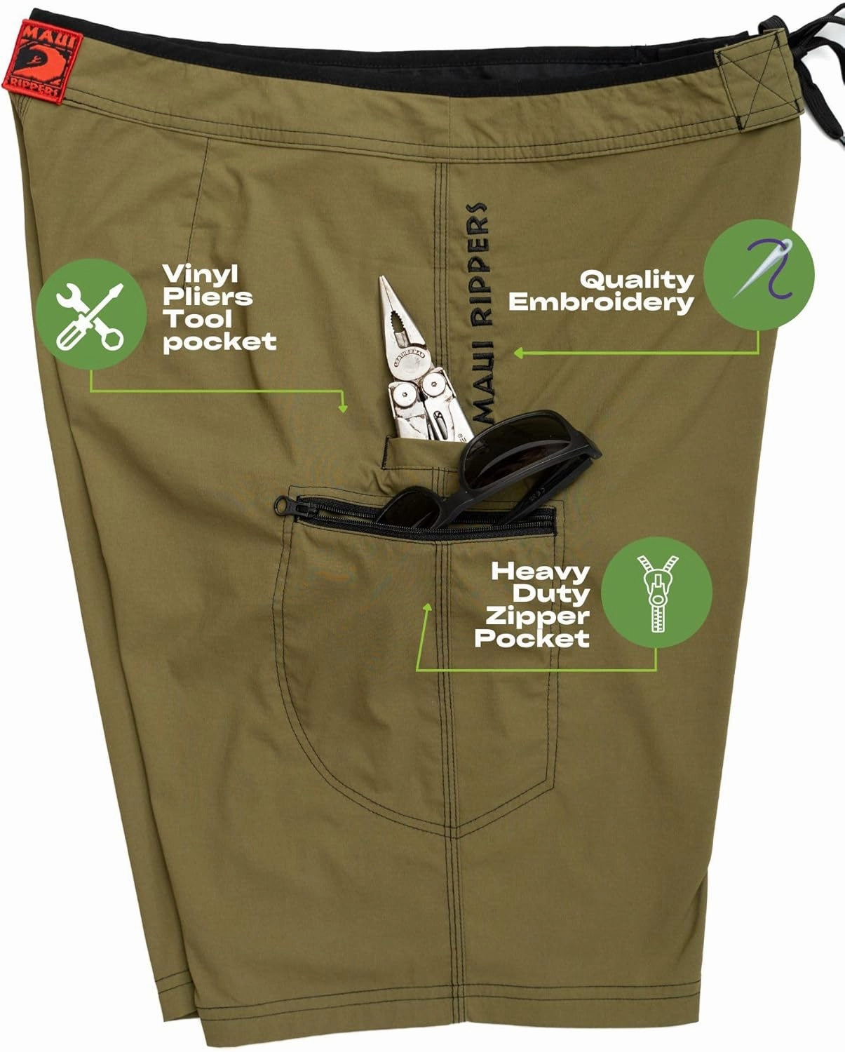 Maui Rippers Mens Board Shorts - Octo Tako | Triple Stitch Quick Dry Mens Swim Trunks
