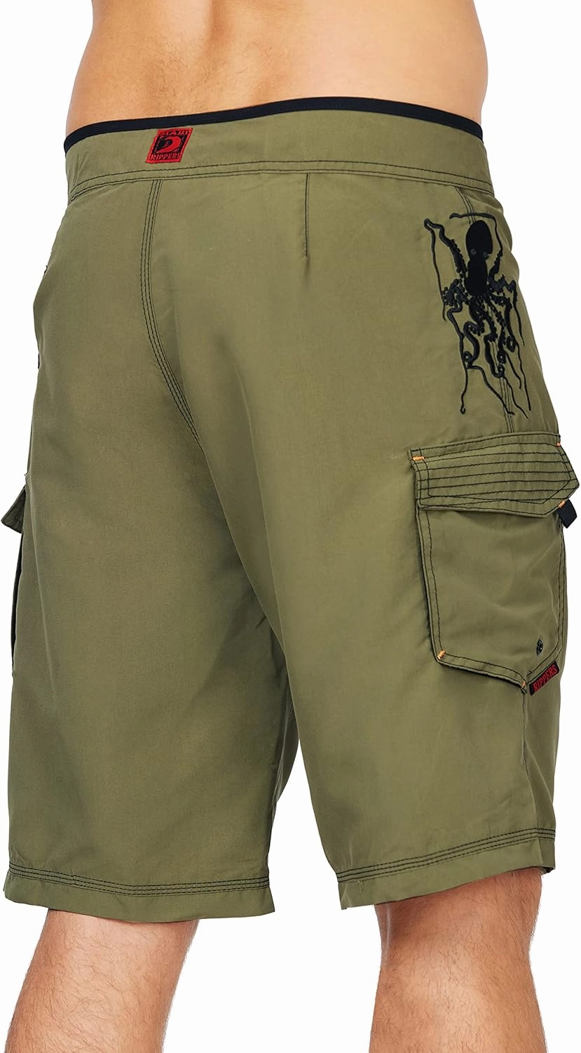 Maui Rippers Mens Board Shorts - Octo Tako | Triple Stitch Quick Dry Mens Swim Trunks
