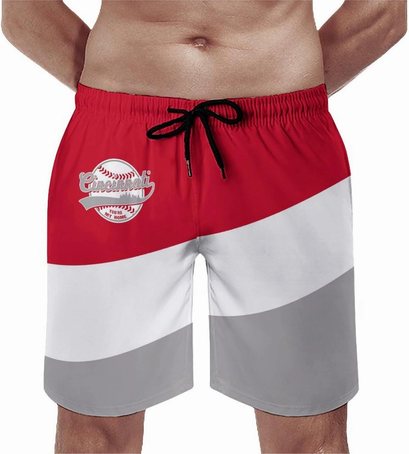 Men's Baseball Beach Shorts Casual Surf Swim Trunks Beachwear Fans Summer Quick Dry Board Shorts Pants Gifts with Pockets