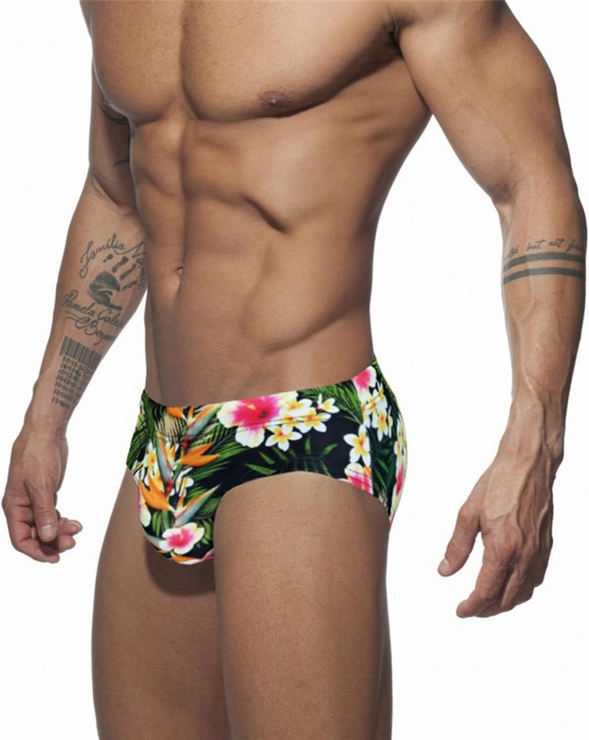 Men's Bikini Swimwear Sexy Low Rise Swimming Briefs with Adjustable Drawstring