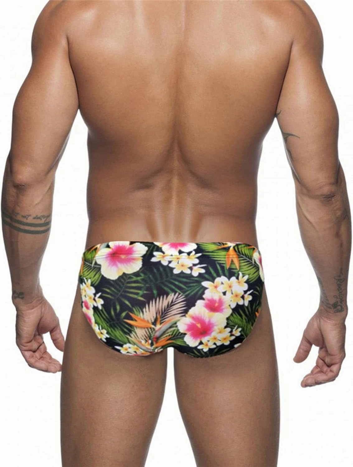 Men's Bikini Swimwear Sexy Low Rise Swimming Briefs with Adjustable Drawstring