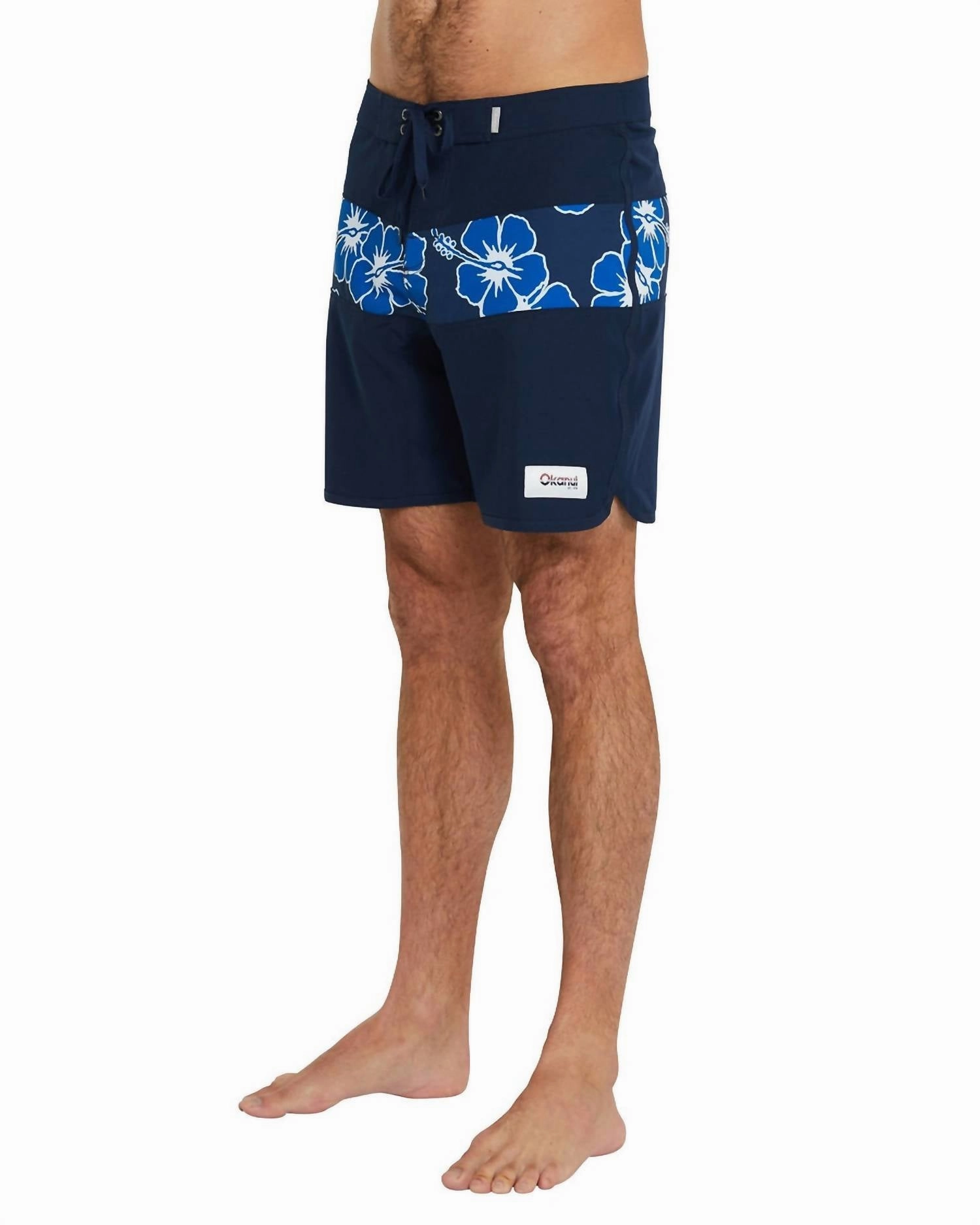Men's Boardrider Boardshorts In Navy Hibiscus Stripe