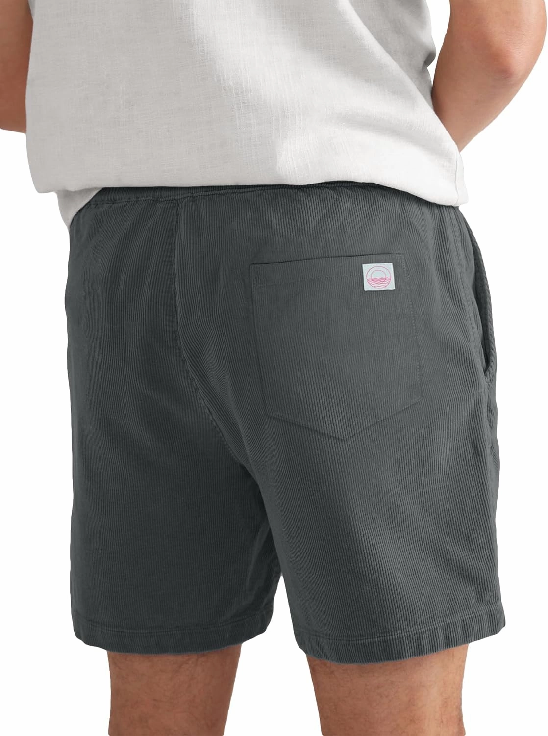 Men's Corduroy Shorts 5 Inch Inseam Drawstring Elastic Waist Lightweight Casual Summer Beach Shorts with Pocket