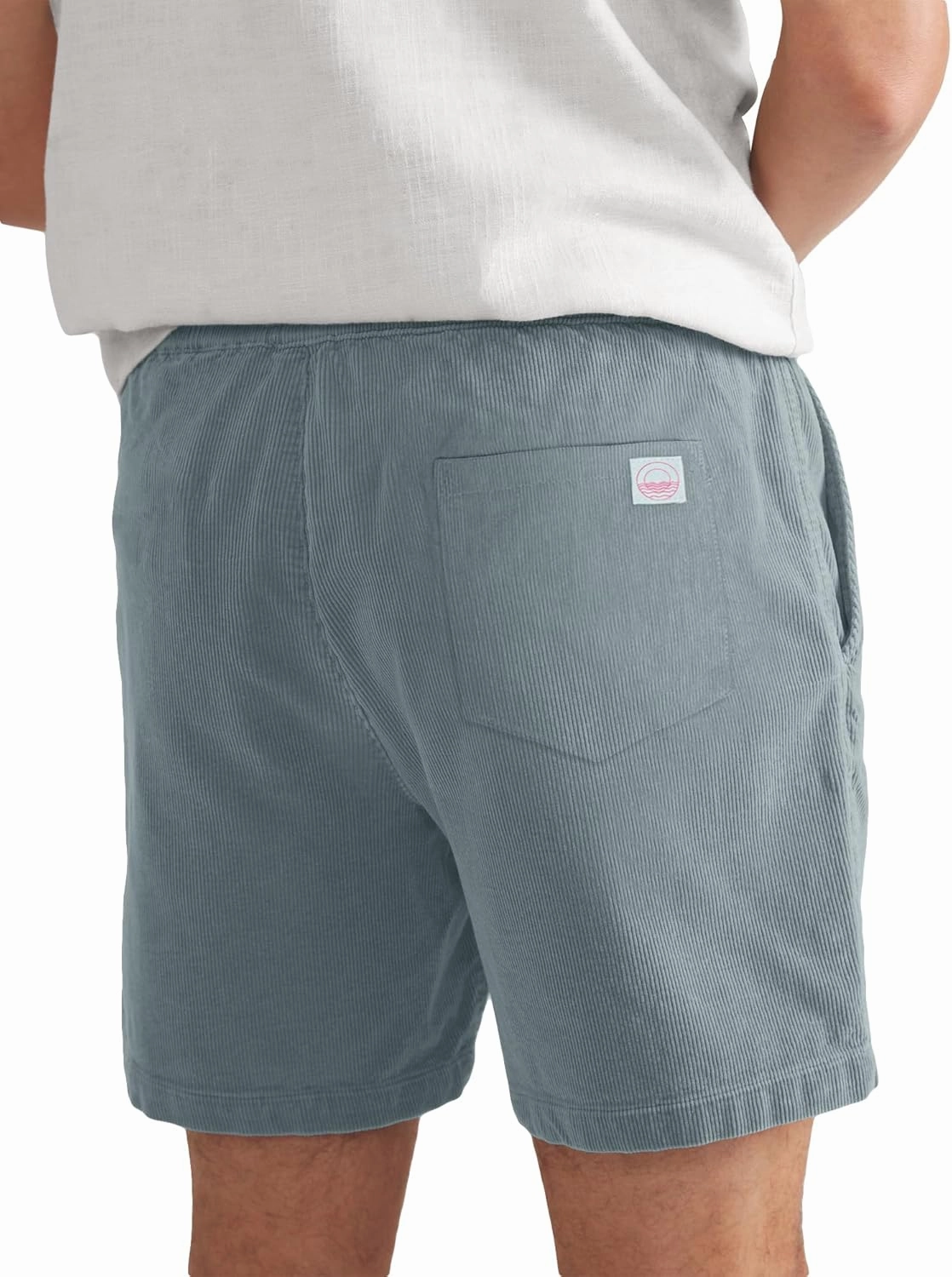 Men's Corduroy Shorts 5 Inch Inseam Drawstring Elastic Waist Lightweight Casual Summer Beach Shorts with Pocket