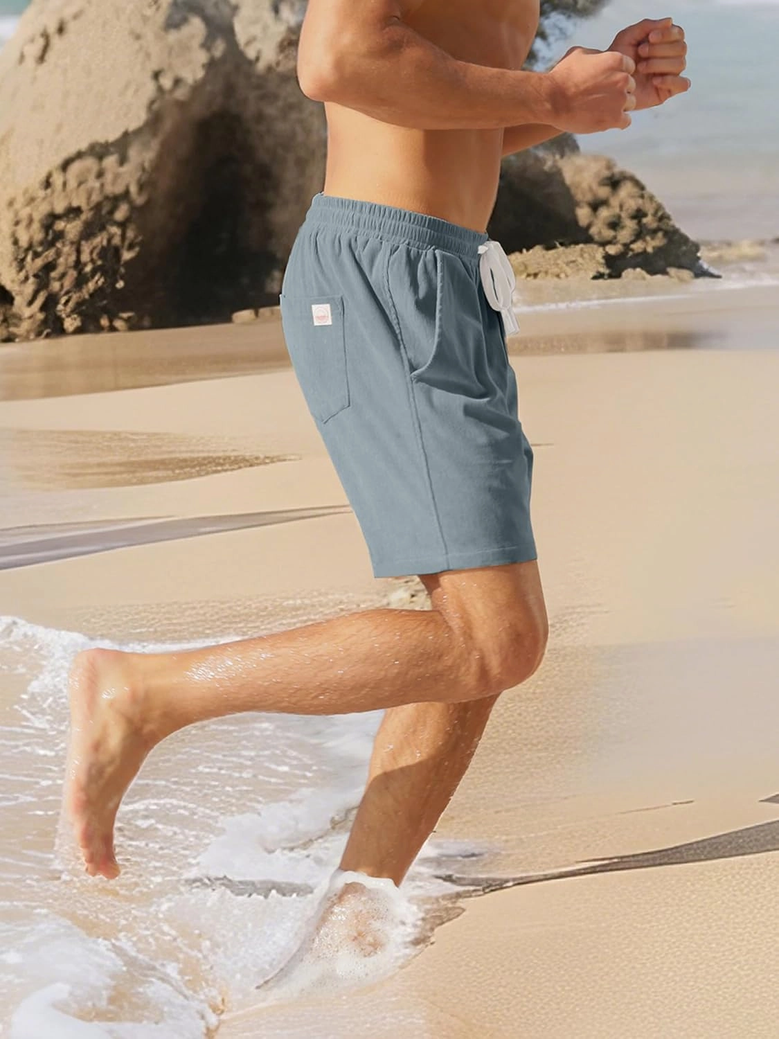 Men's Corduroy Shorts 5 Inch Inseam Drawstring Elastic Waist Lightweight Casual Summer Beach Shorts with Pocket