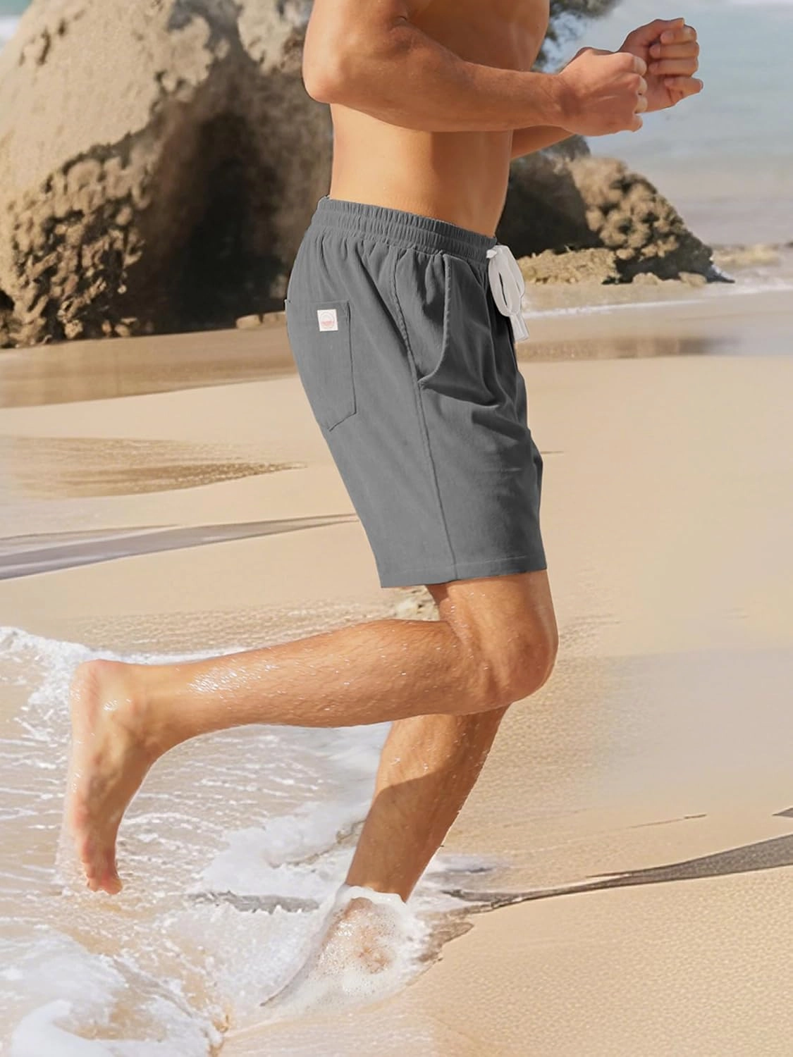 Men's Corduroy Shorts 5 Inch Inseam Drawstring Elastic Waist Lightweight Casual Summer Beach Shorts with Pocket