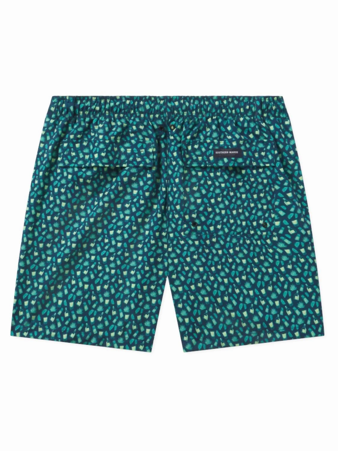 Men's Harbor Salt & Lime Swim Trunk In Navy & Mint Limes