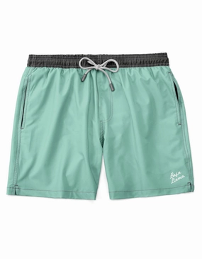 Men's Neptune Stretch Swim Shorts In Solid Green Machine
