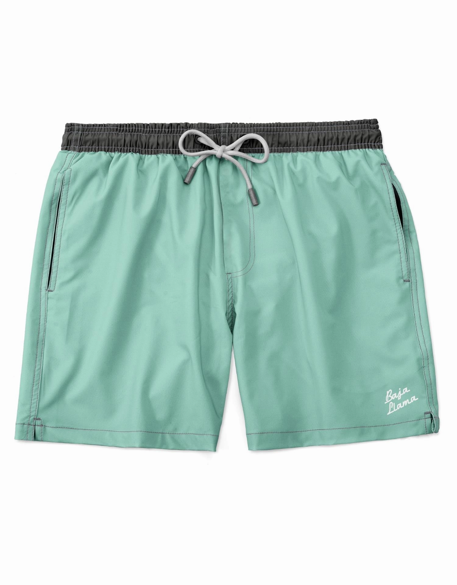 Men's Neptune Stretch Swim Shorts In Solid Green Machine