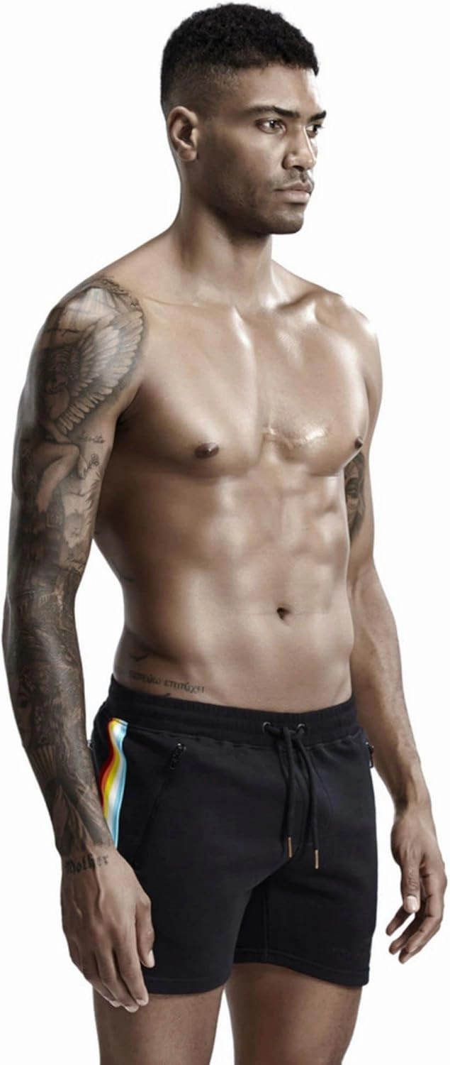 Men's Pride Rainbow Stripe Swim Trunks Quick Dry Beach Shorts with Pockets