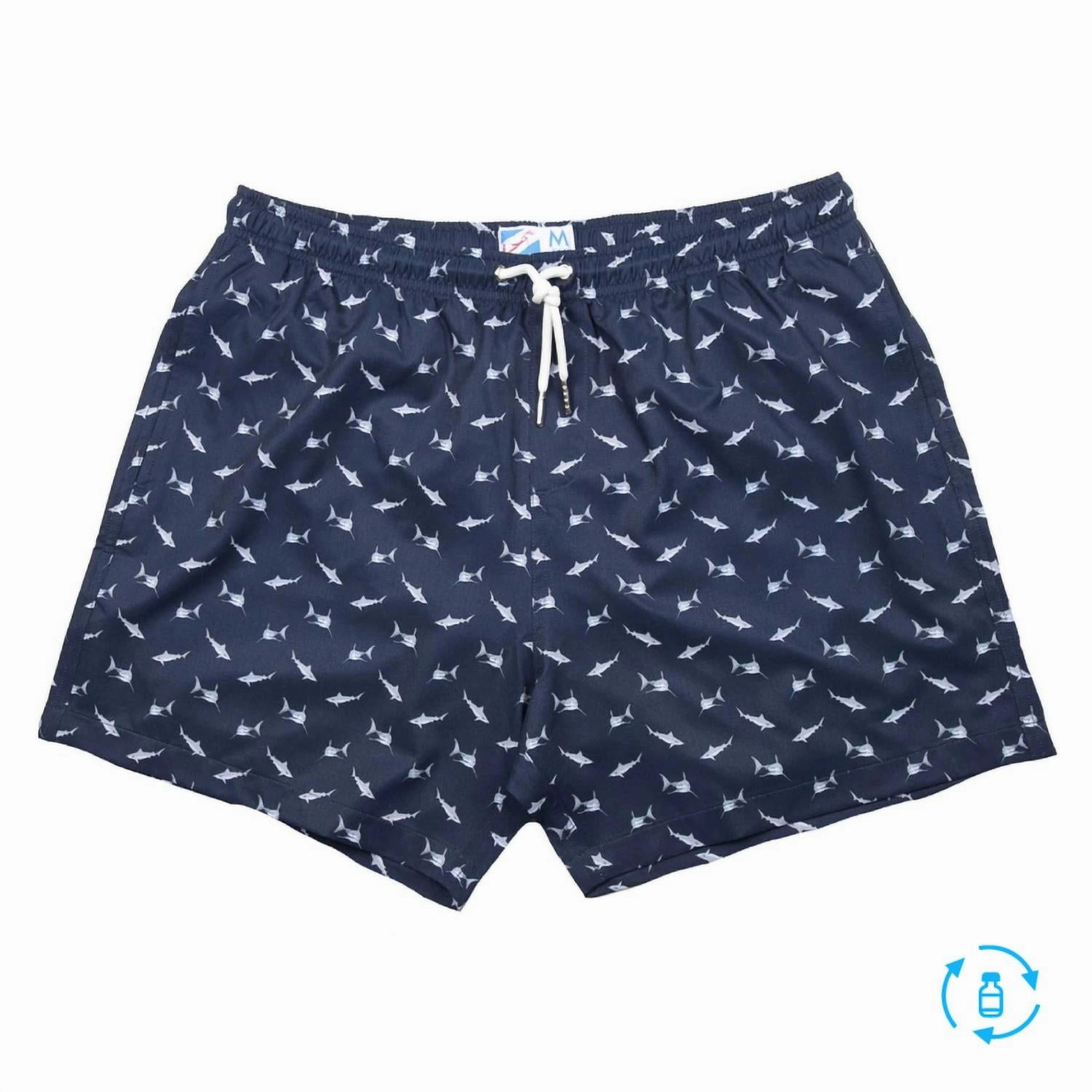 Men's Sharks Swim Trunks In Navy With Grey Sharks