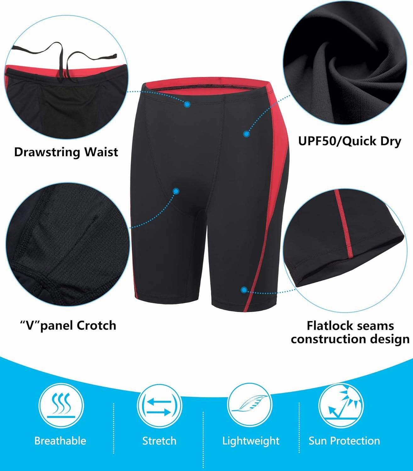 Men's Swim Jammers Competitive Athletic Swim Team Suit Training Endurance Racing Quick Dry Swimming Shorts UPF 50