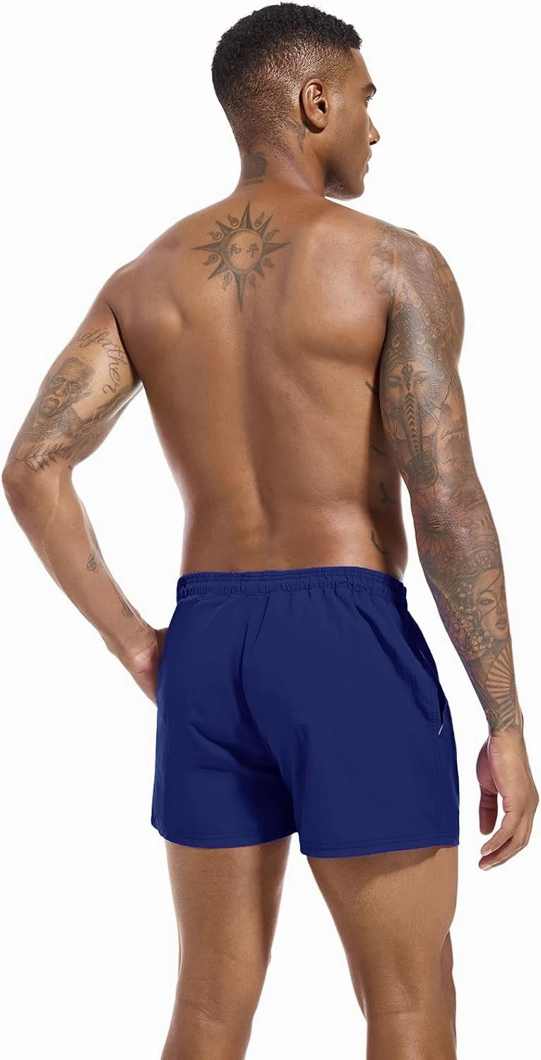 Men's Swim Trunk Quick Dry Solid 3"" in Inseam Swimwear Bathing Suit with Mesh Lining Beach Shorts