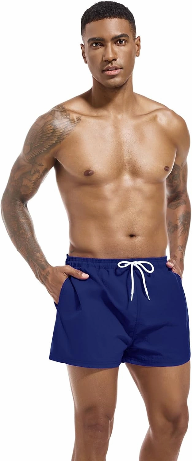 Men's Swim Trunk Quick Dry Solid 3"" in Inseam Swimwear Bathing Suit with Mesh Lining Beach Shorts
