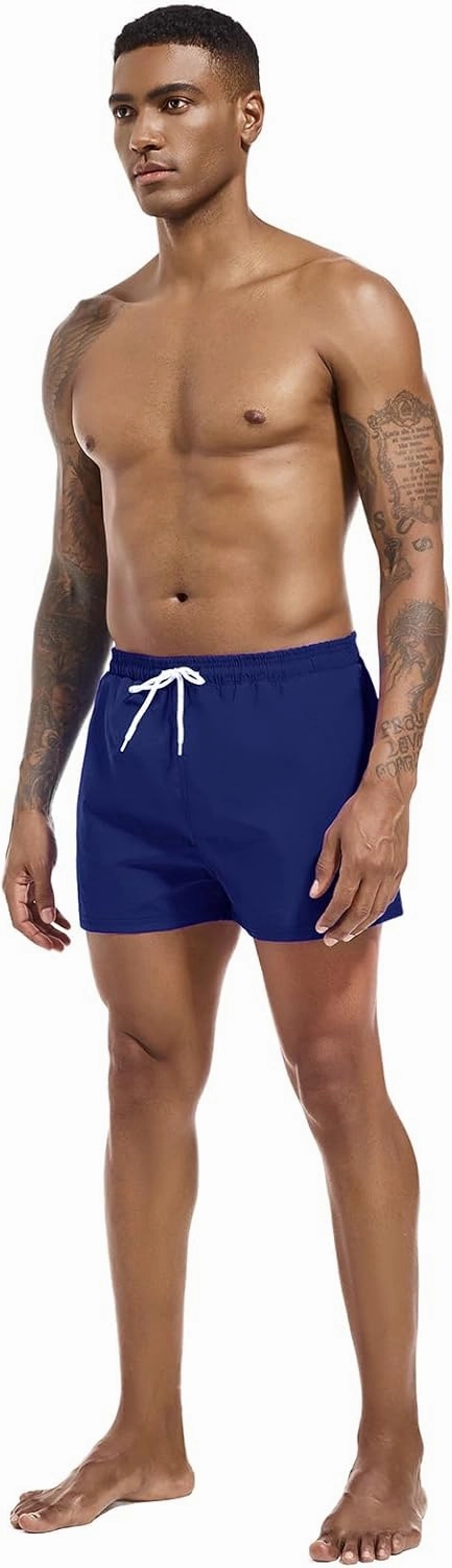 Men's Swim Trunk Quick Dry Solid 3"" in Inseam Swimwear Bathing Suit with Mesh Lining Beach Shorts