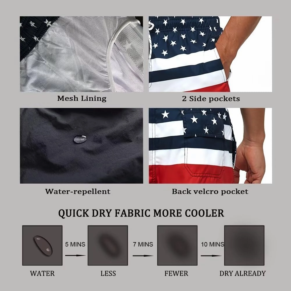 Men Swim Trunks Board Shorts with Mesh Lining Bathing Suits for Beach Swimwear Swimming