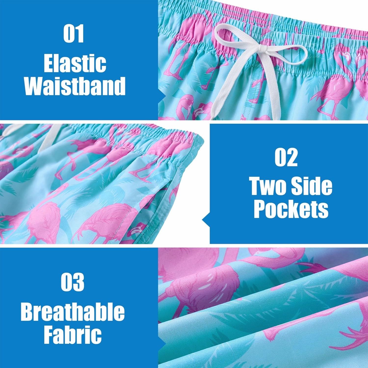 Men Swim Trunks with Compression Liner Men's 2 in 1 Bathing Suits 7 Inch Hawaiian Board Shorts