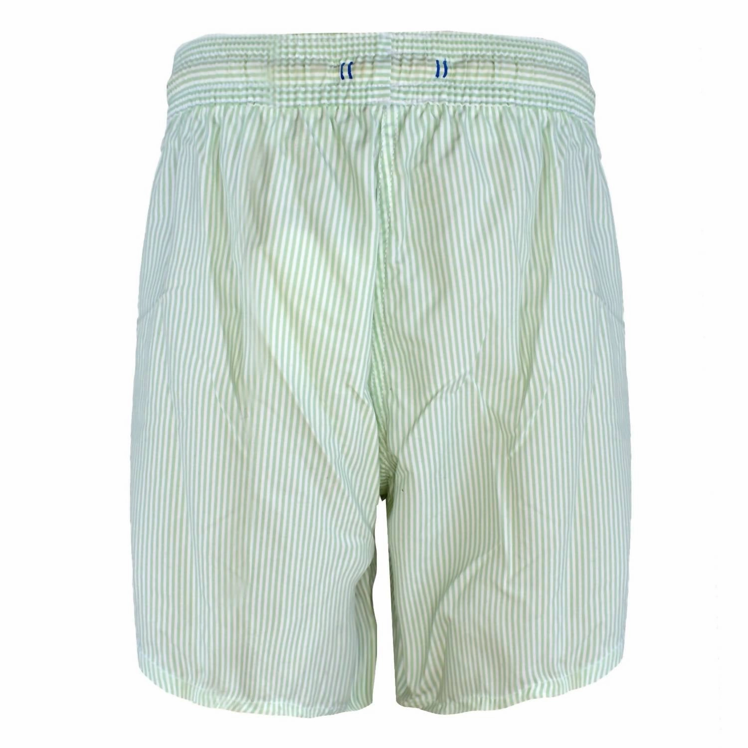 Men The Classic Drawstrings Swim Short Trunks In Aquamarine & White
