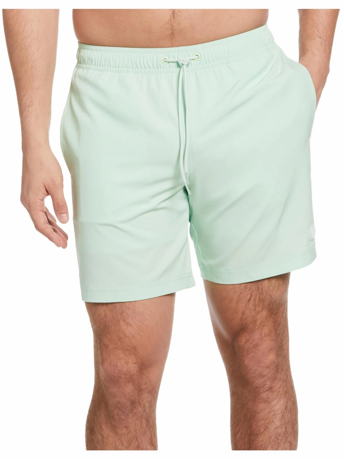 Mens Solid Polyester Swim Trunks