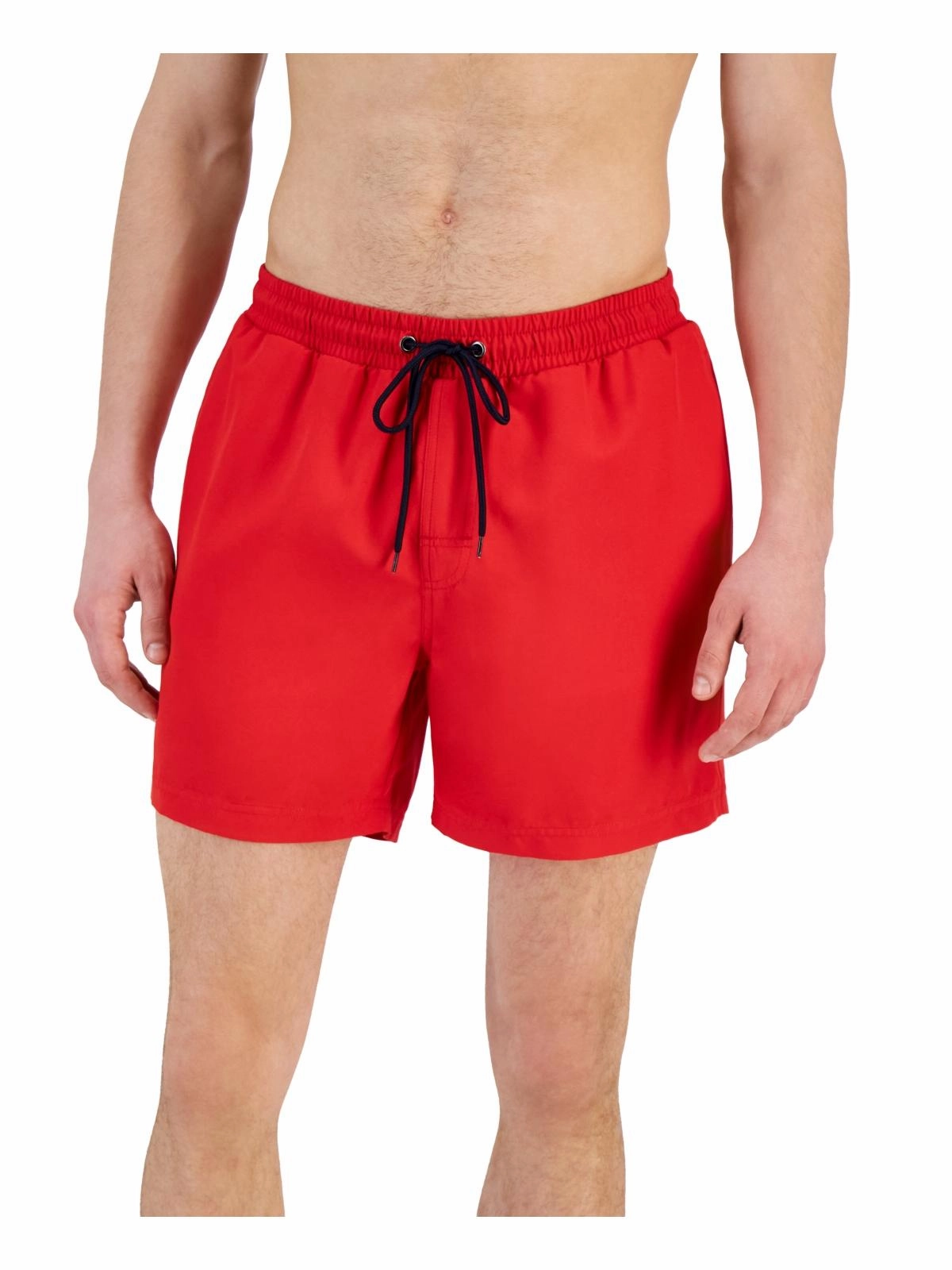 Mens Solid Polyester Swim Trunks