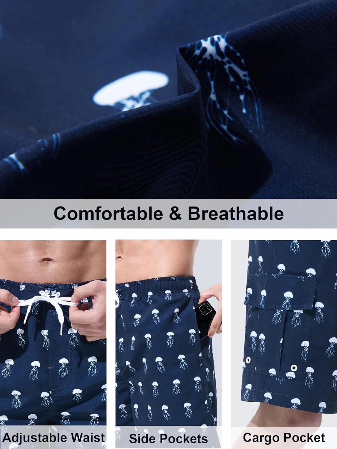 Mens Swim Trunks Board Shorts Swim Shorts Quick Dry 9 Inch Beach Swimwear