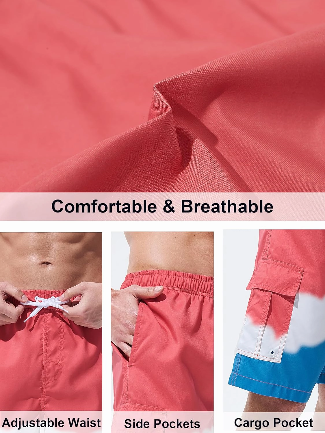 Mens Swim Trunks Board Shorts Swim Shorts Quick Dry 9 Inch Beach Swimwear