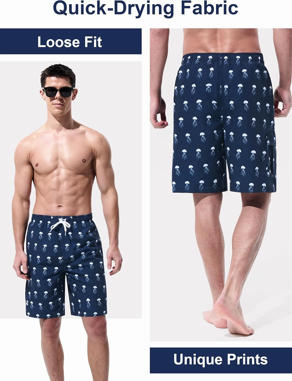 Mens Swim Trunks Board Shorts Swim Shorts Quick Dry 9 Inch Beach Swimwear