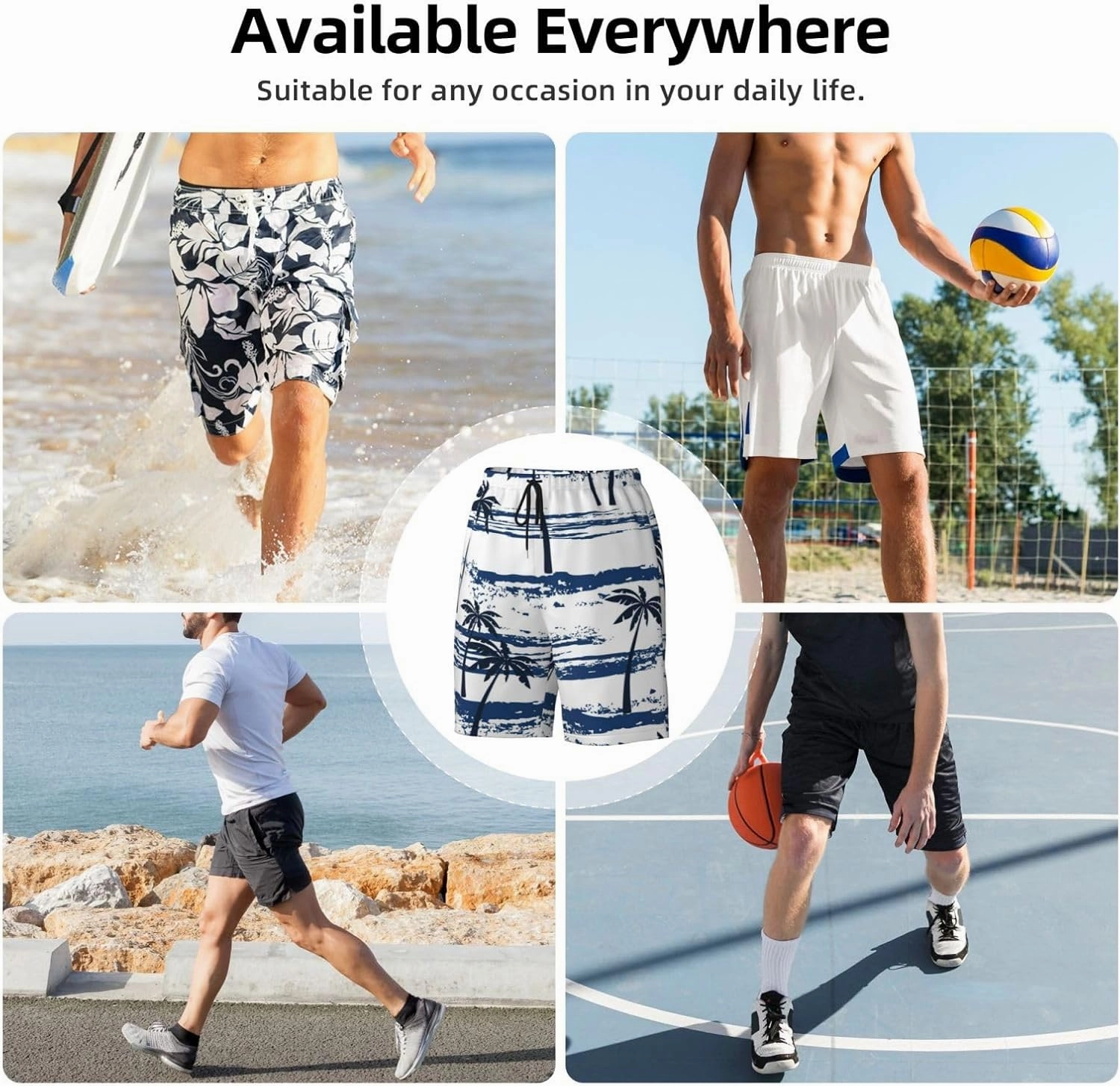 Mens Swim Trunks,Quick Dry Bathing Suits Summer Board Beach Shorts with Mesh Lining