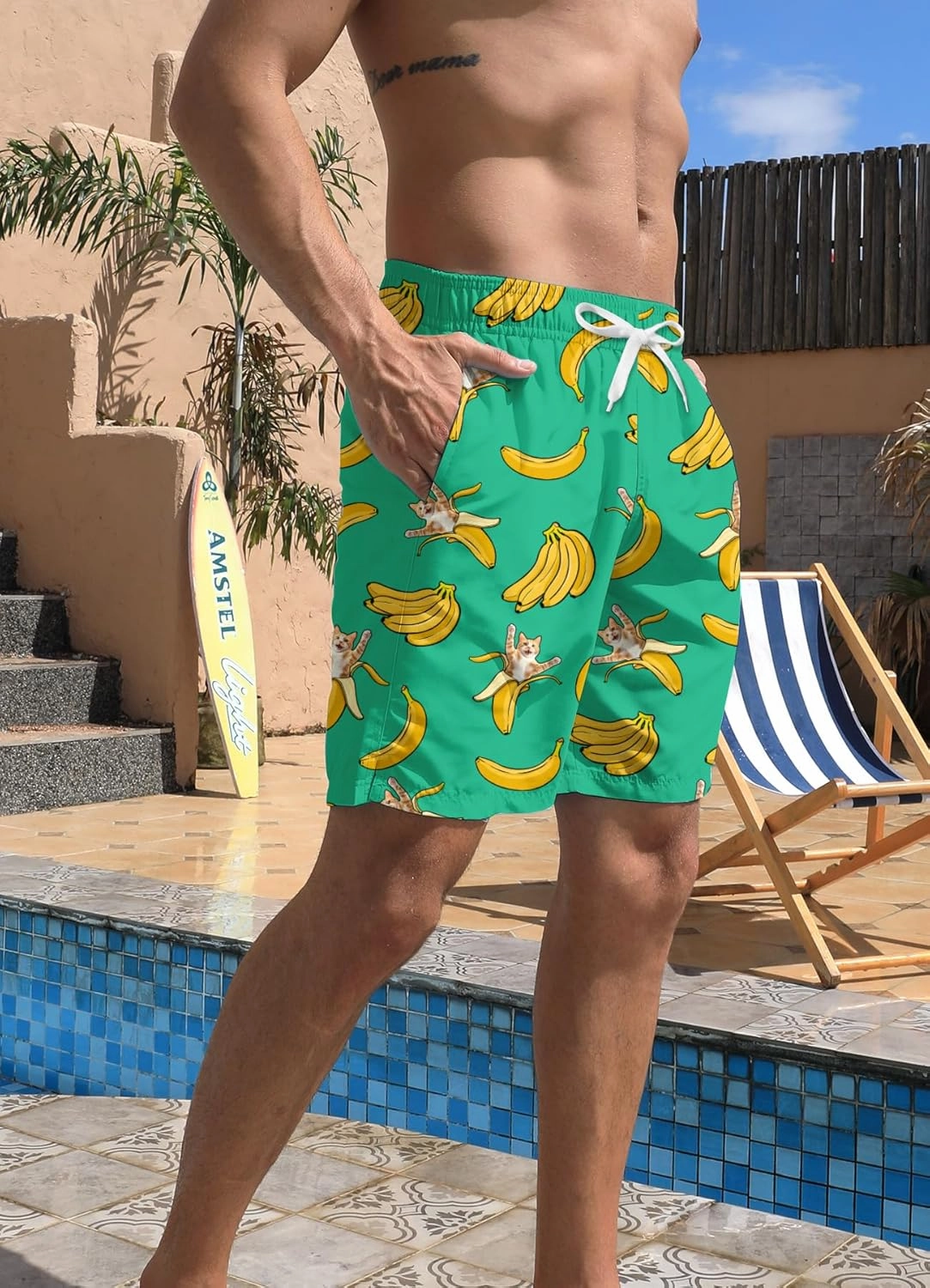 Mens Swim Trunks Quick Dry Beach Shorts Summer Boardshorts with Mesh Lining