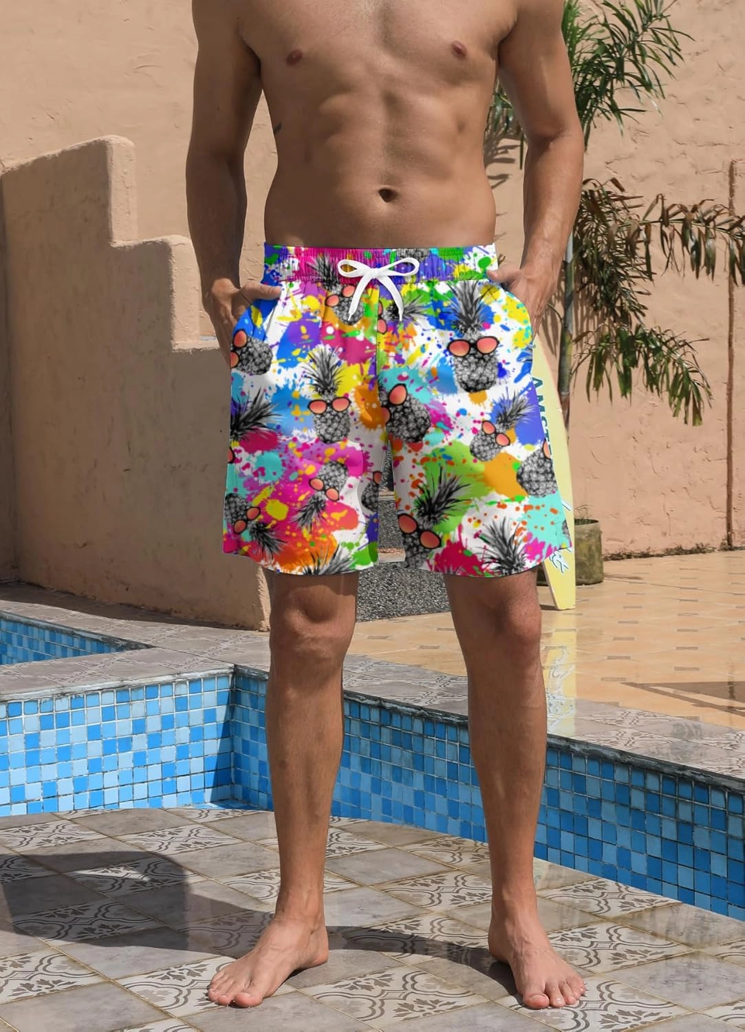 Mens Swim Trunks Quick Dry Beach Shorts Summer Boardshorts with Mesh Lining