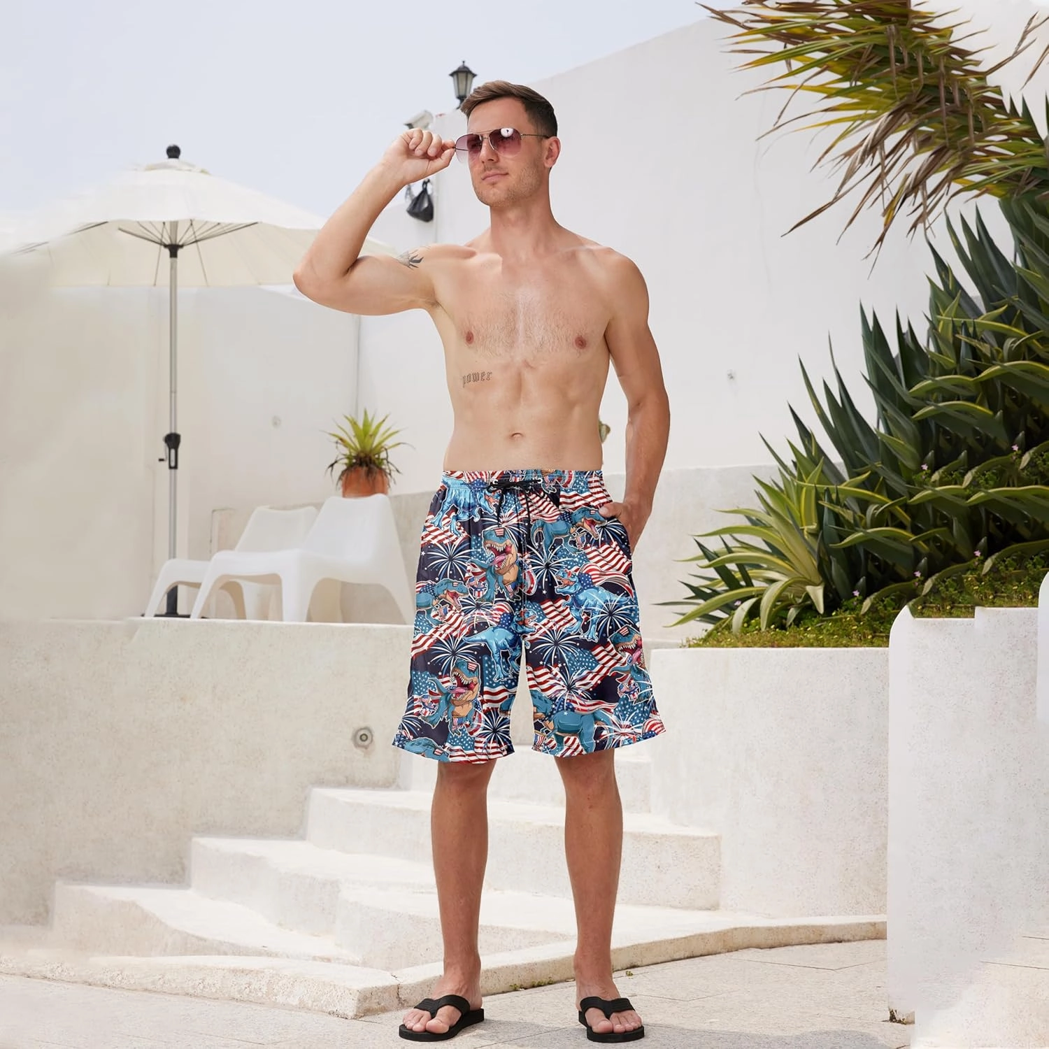 Mens Swim Trunks Quick Dry Board Shorts with Mesh Lining, Breathable Surf Beach Shorts Swimwear Bathing Suits