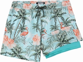 Mens Swim Trunks with Compression Liner 5 Inch Inseam Swimming Trunks Shorts for Men Bathing Suit