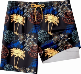Mens Swim Trunks with Compression Liner 8 inch Quick-Dry Lightweight 2 in 1 Board Shorts 4-Way Stretch UPF 50 