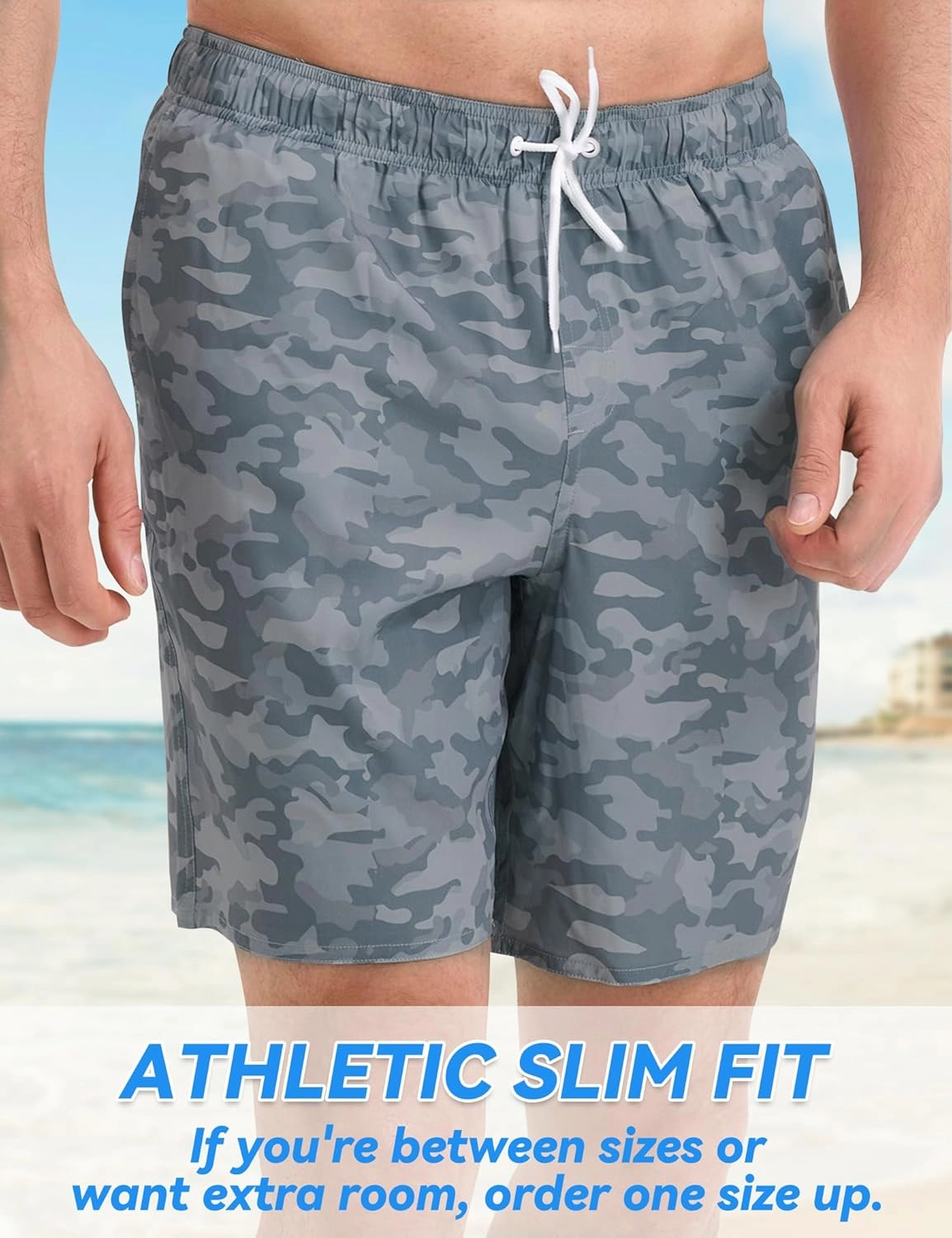 Mens Swim Trunks with Compression Liner 8 inch Quick-Dry Lightweight 2 in 1 Board Shorts 4-Way Stretch UPF 50 