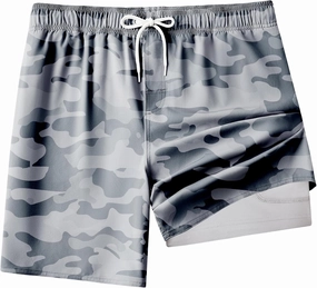 Mens Swim Trunks with Compression Liner 8 inch Quick-Dry Lightweight 2 in 1 Board Shorts 4-Way Stretch UPF 50 