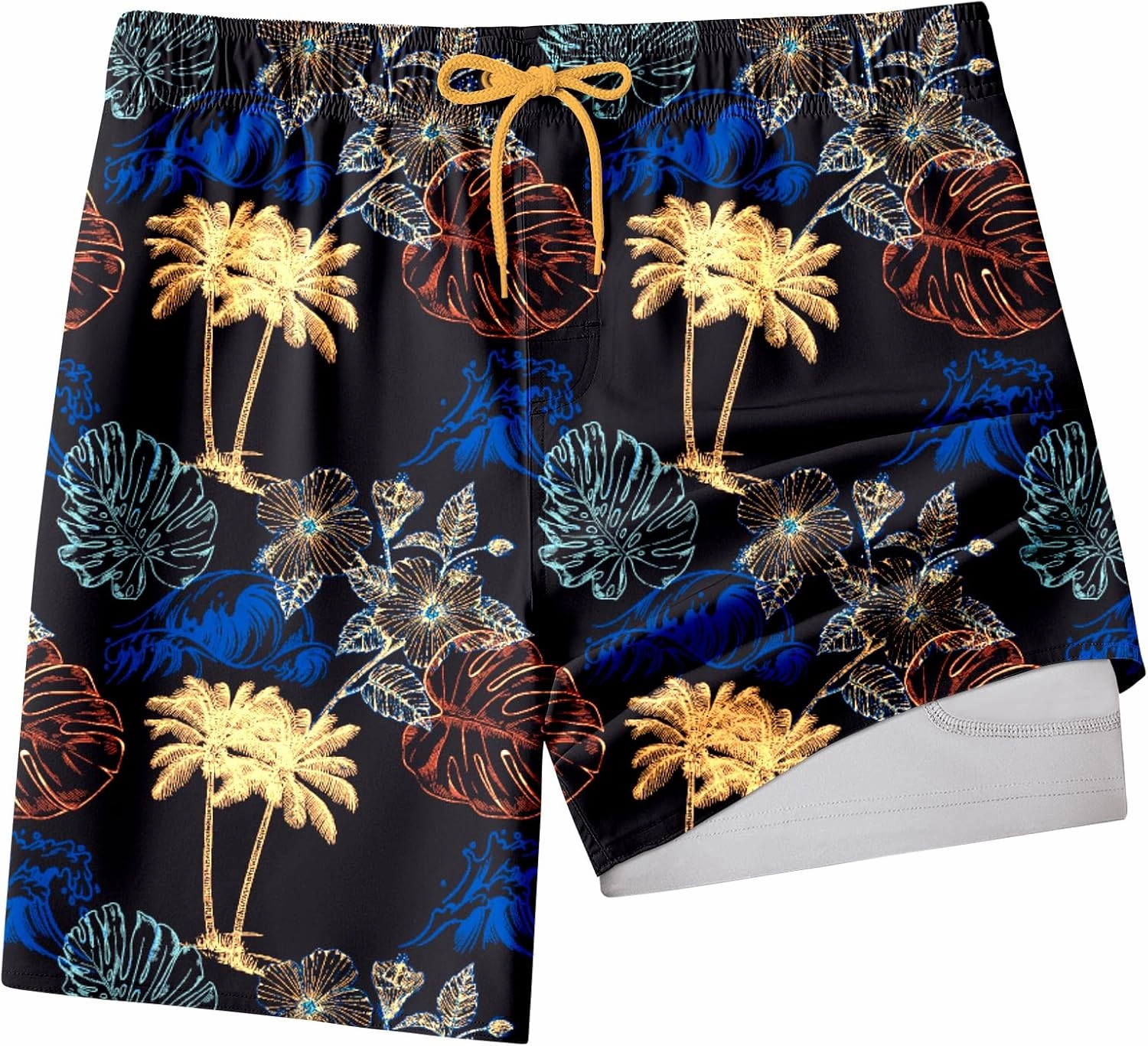 Mens Swim Trunks with Compression Liner 8 inch Quick-Dry Lightweight 2 in 1 Board Shorts 4-Way Stretch UPF 50 