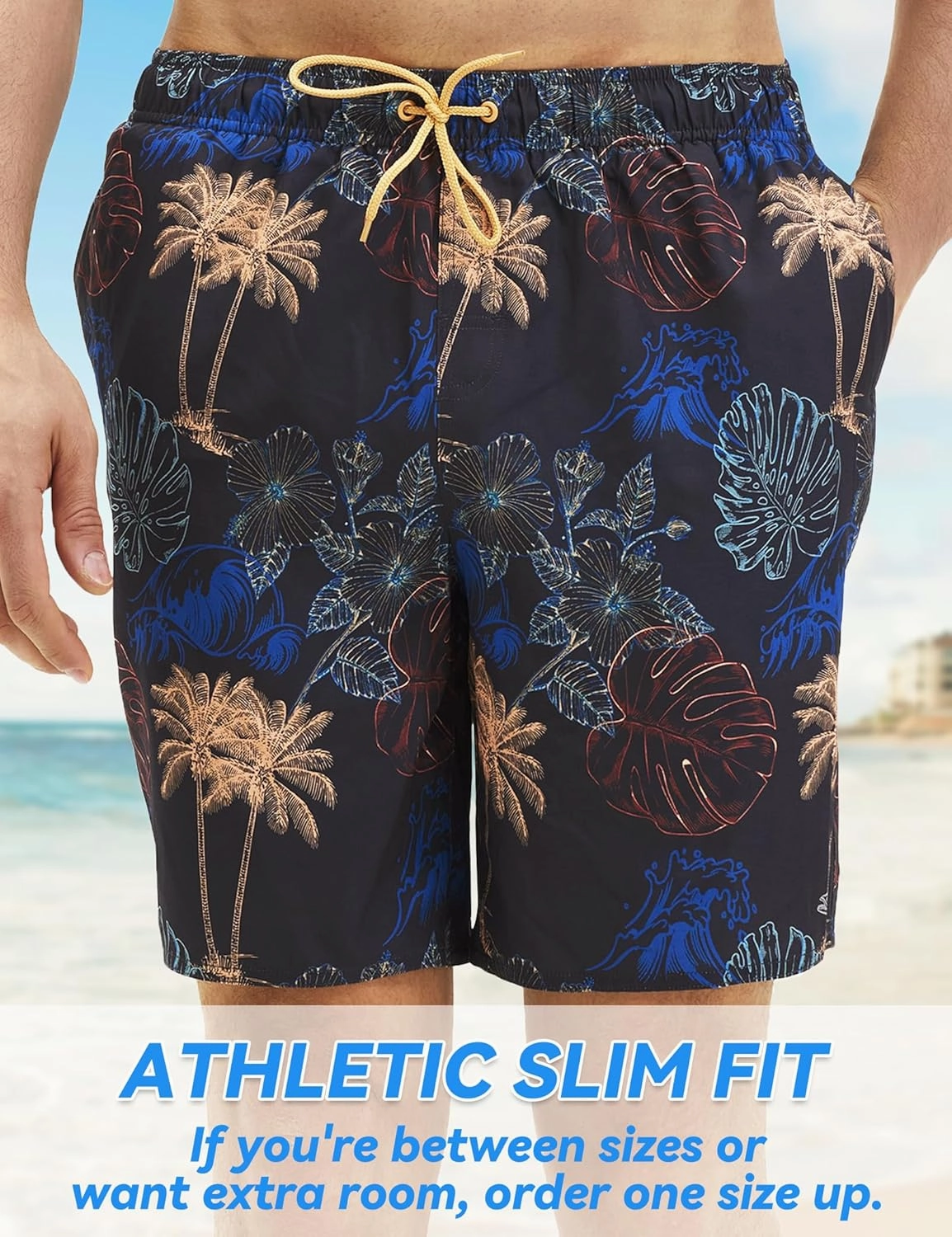 Mens Swim Trunks with Compression Liner 8 inch Quick-Dry Lightweight 2 in 1 Board Shorts 4-Way Stretch UPF 50 