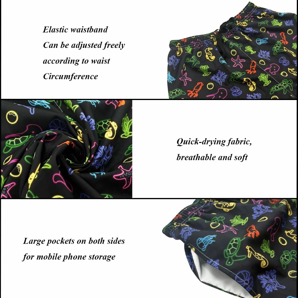 Mens Swim Trunks with Compression Liner Quick Dry Zipper Pocket Bathing